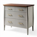 Transitional three-drawer chest with ribbed design and walnut top 80 x 40 x 75cm