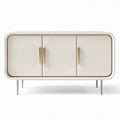 Textured white sideboard cabinet with gold legs and modern design 140 x 45 x 75cm