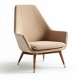 Tufted fabric armchair with wooden legs in light gray color 75 x 75 x 85cm