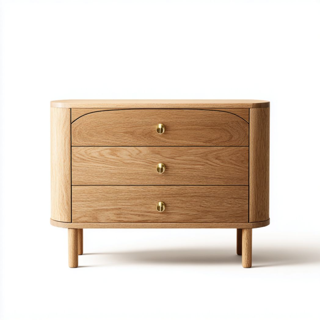 Wooden nightstand with three drawers and metal handles 40 x 40 x 70cm