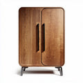 Wooden storage cabinet with textured doors and black handles 70 x 40 x 100cm