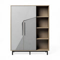 Modern storage cabinet with textured doors and open shelves 80 x 40 x 180cm