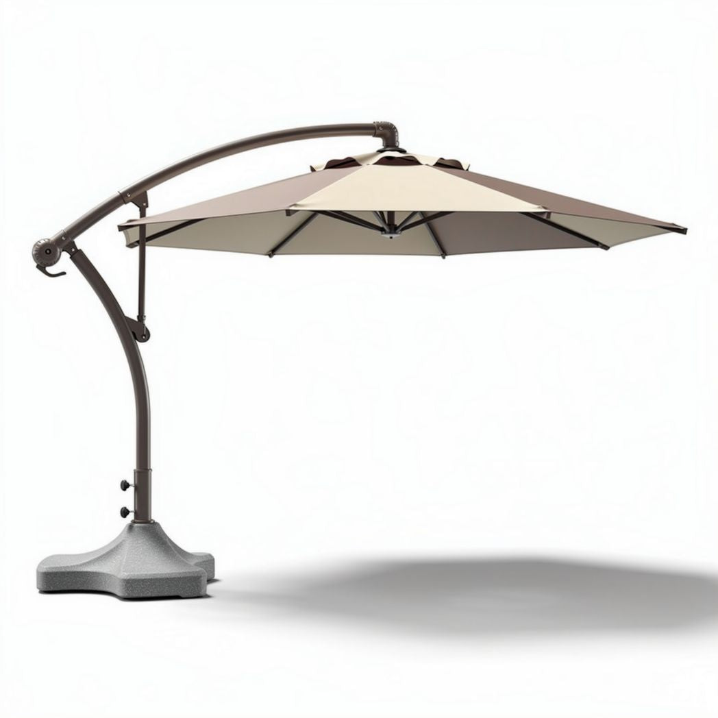 Outdoor cantilever patio umbrella in beige 250 x 250 x 300cm with sturdy metal frame