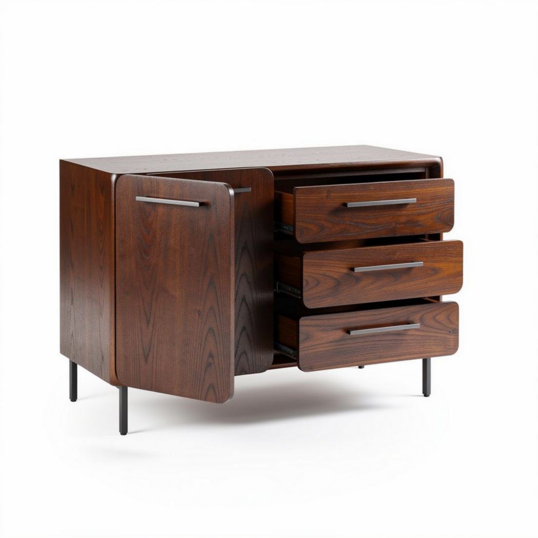 Wooden storage cabinet with four drawers and two doors 80 x 40 x 75cm