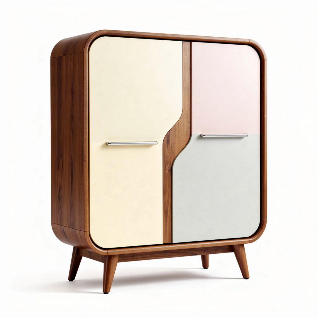 Wooden cabinet with mirrored doors and white finish 100 x 60 x 40cm