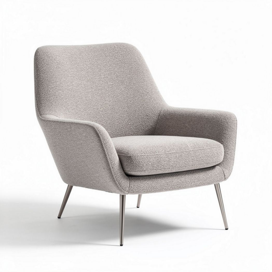 Fabric upholstered accent chair with metal legs in light gray 80 x 85 x 85cm
