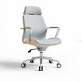 Office chair with ergonomic design fabric upholstery and wooden accents 60 x 60 x 95cm