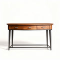 Wooden console table with metal legs and two drawers 120 x 40 x 75cm