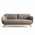 Modern two-seater sofa in grey fabric with wooden legs measuring 200 x 90 x 75cm