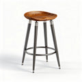 Wooden seat bar stool with black metal legs 40 x 40 x 75cm